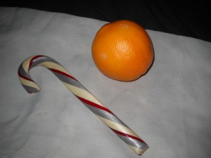 candy cane with orange