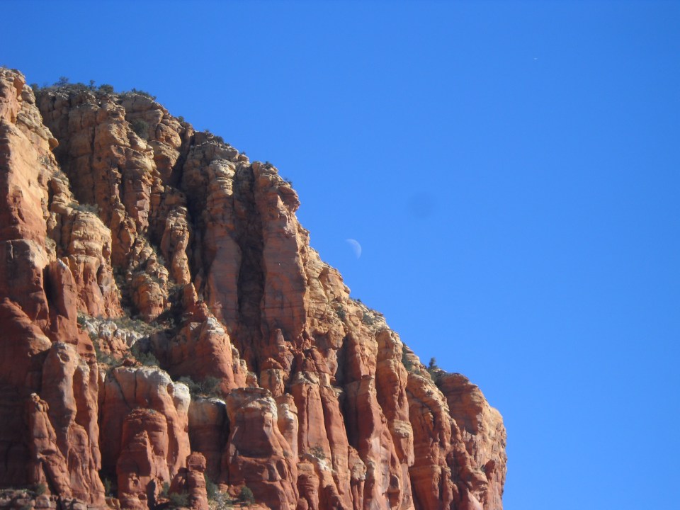 red rock and moon, Sedona